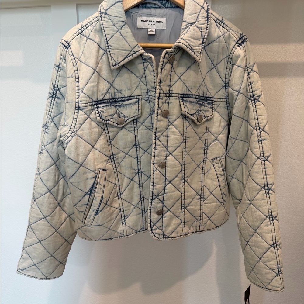 NWT Marc New York Quilted Denim Jacket Large Light Wash Western
